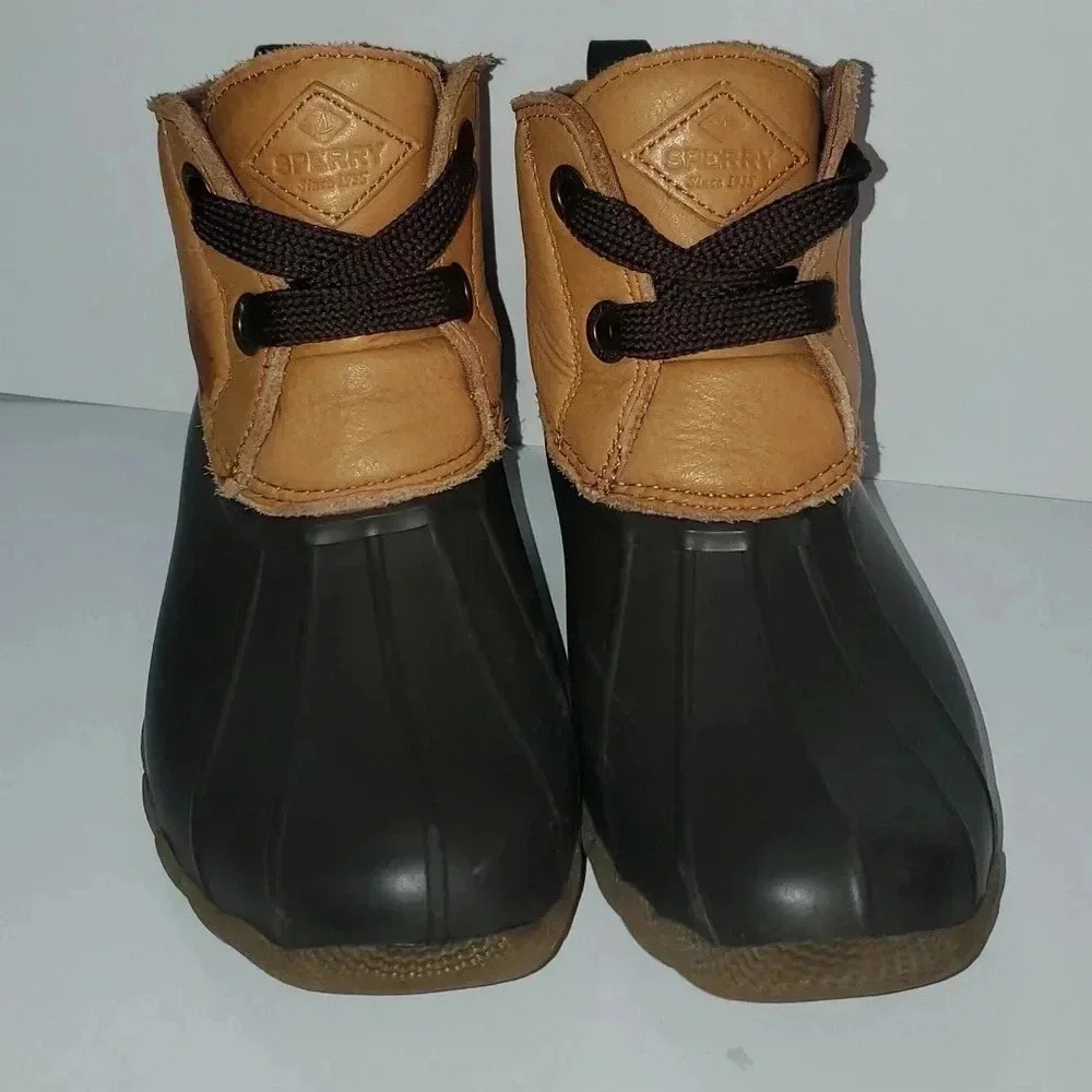 Sperry Women's Saltwater 2-Eye Leather Tan/Brown Rain Boot Women's Size 7 - Picture 2 of 16
